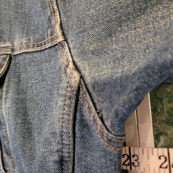 Vintage Denim Trucker Jacket Men’s Large 100% Cotton Blue Jean Coat Star Tag - Picture 7 of 8